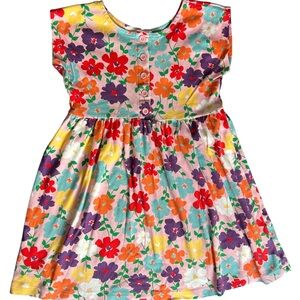 Like- New Printed Day Play Hanna Andersson Floral Multicolor dress, Girls size 8